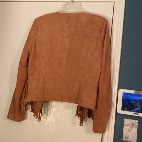 Blush Noir size Large pink suede jacket fringe zip up - Picture 7 of 7